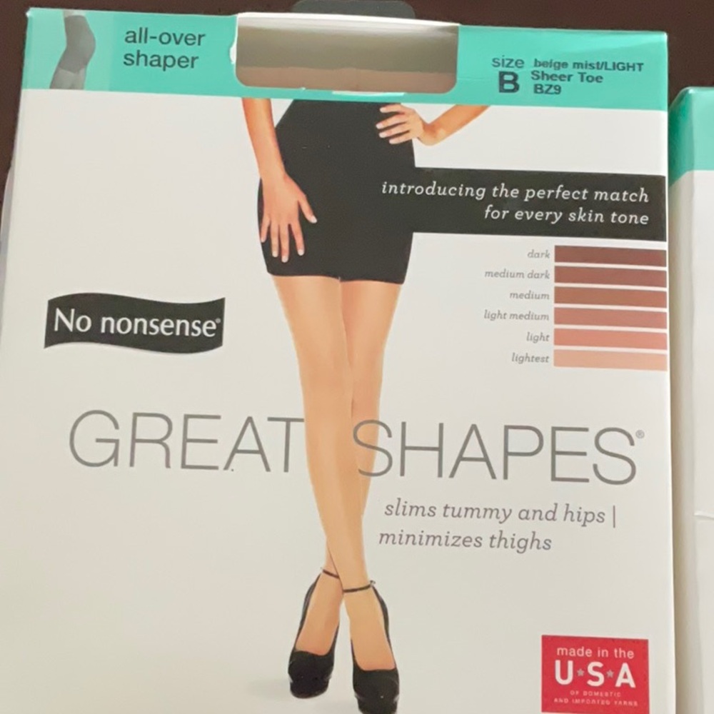 2 pairs No Nonsense Women's Great Shapes All Over Shaping Tight NWT Sheer Toe